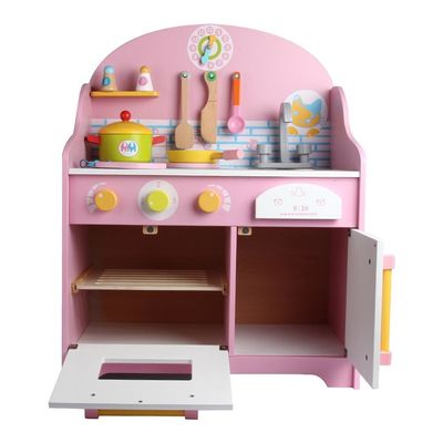 Jouets de table de maison de théâtre de cuisine en bois rose de jeu des ustensiles 30cm