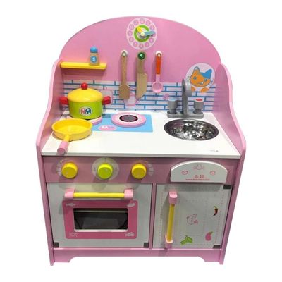Jouets de table de maison de théâtre de cuisine en bois rose de jeu des ustensiles 30cm
