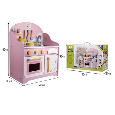 Jouets de table de maison de théâtre de cuisine en bois rose de jeu des ustensiles 30cm