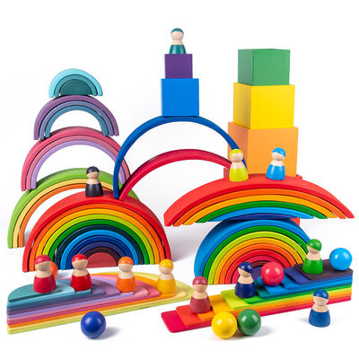 le pin de 30cm les blocs qu'en bois joue l'arc-en-ciel bloc constitutif des jouets de tour