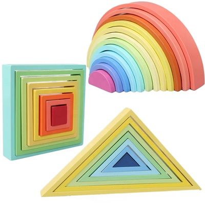 9600 hêtre en bois naturel de l'empileur 35cm d'arc-en-ciel de PCs non toxique