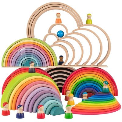 9600 hêtre en bois naturel de l'empileur 35cm d'arc-en-ciel de PCs non toxique