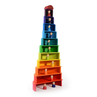 Découpage en bois naturel de laser de bébé d'empileur d'arc-en-ciel du jeu 60cm