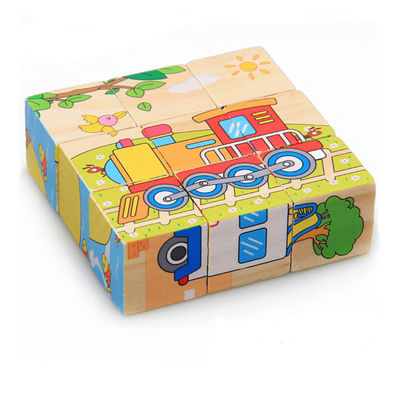 blocs animaux de puzzle de jouets en bois de blocs de fruit de 3.5cm pour des enfants