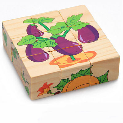 blocs animaux de puzzle de jouets en bois de blocs de fruit de 3.5cm pour des enfants