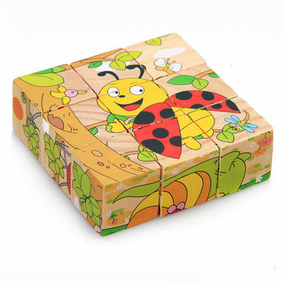 blocs animaux de puzzle de jouets en bois de blocs de fruit de 3.5cm pour des enfants