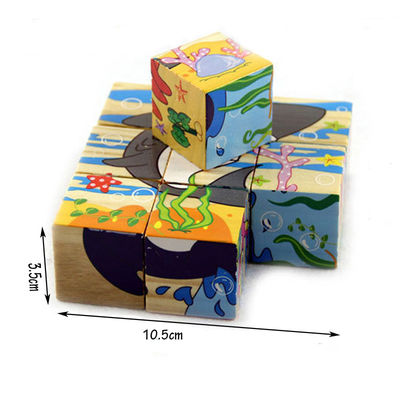 blocs animaux de puzzle de jouets en bois de blocs de fruit de 3.5cm pour des enfants