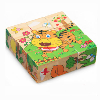 blocs animaux de puzzle de jouets en bois de blocs de fruit de 3.5cm pour des enfants