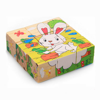 blocs animaux de puzzle de jouets en bois de blocs de fruit de 3.5cm pour des enfants