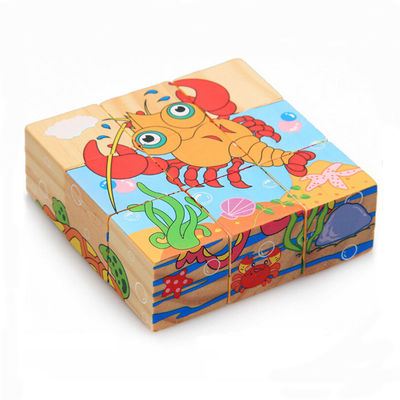 blocs animaux de puzzle de jouets en bois de blocs de fruit de 3.5cm pour des enfants