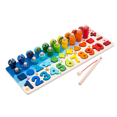 Le bébé en bois éducatif de Montessori de pêche de maths joue 15cm