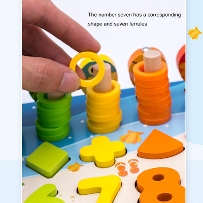 Le bébé en bois éducatif de Montessori de pêche de maths joue 15cm
