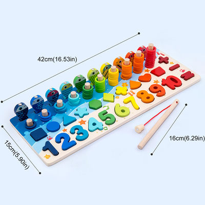 Le bébé en bois éducatif de Montessori de pêche de maths joue 15cm