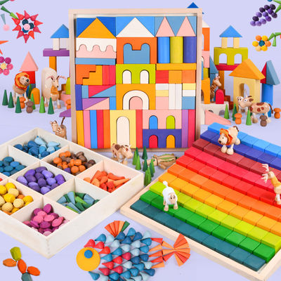 Blocs constitutifs en bois naturels de Montessori 2.5cm pour des enfants en bas âge