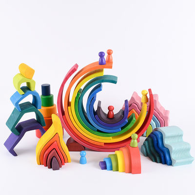 Blocs constitutifs en bois Toy Nesting Rainbow Block Set de pont du bébé 15cm