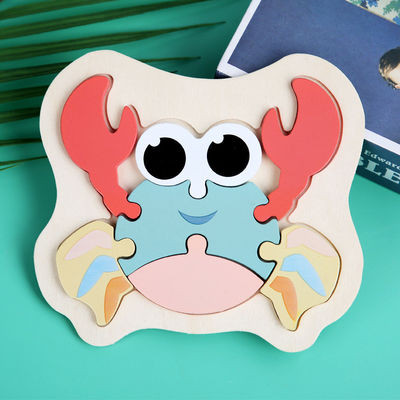Le puzzle en bois de bloc de Macaron 3D joue les blocs animaux en bois