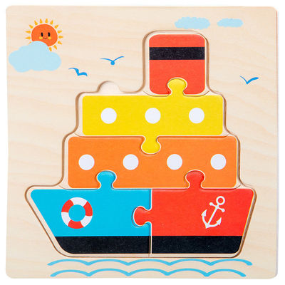Les jeux de Montessori que le bébé joue des animaux trafiquent des enfants 3D déconcerte le puzzle en bois Toy Matching de connaissance de bande dessinée