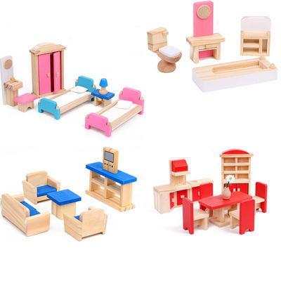 Accessoires miniatures de maison de poupée de Diy de poupées de meubles 26CM en bois classiques de Chambre