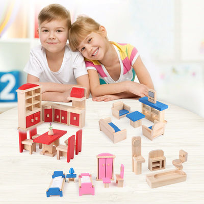 Accessoires miniatures de maison de poupée de Diy de poupées de meubles 26CM en bois classiques de Chambre