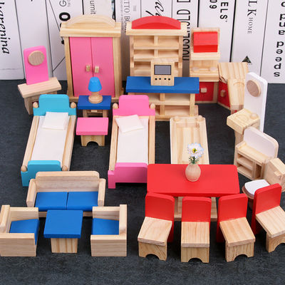 Accessoires miniatures de maison de poupée de Diy de poupées de meubles 26CM en bois classiques de Chambre