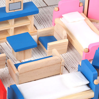 Accessoires miniatures de maison de poupée de Diy de poupées de meubles 26CM en bois classiques de Chambre