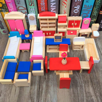 Accessoires miniatures de maison de poupée de Diy de poupées de meubles 26CM en bois classiques de Chambre
