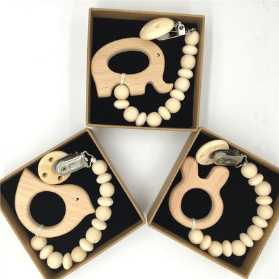 Bébé en bois de Teether du silicone 5pcs en bois organique animal faisant ses dents des jouets