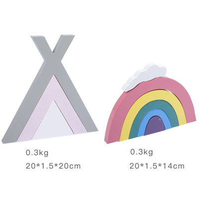 Jouets en bois créatifs en bois de Montessori de 22cm d'empileur non toxique d'arc-en-ciel