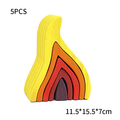 DIY a assemblé les jouets en bois Montessori de blocs de 11.5cm que le bloc a placé l'équilibre empilé