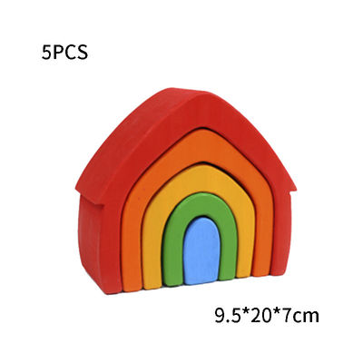 DIY a assemblé les jouets en bois Montessori de blocs de 11.5cm que le bloc a placé l'équilibre empilé
