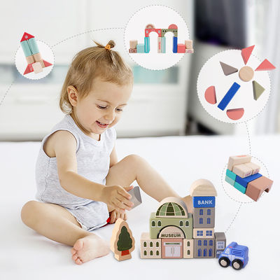 la ville en bois du hêtre 2700g bloc constitutif les jouets en bois des briques 115pcs