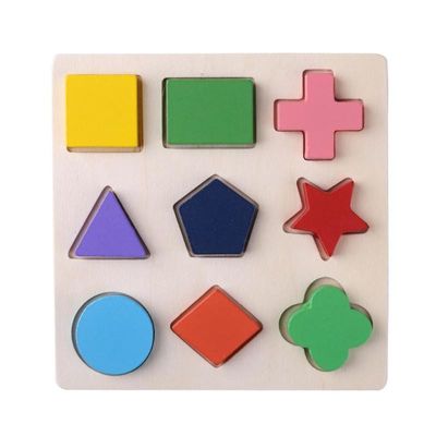 Assortissant le bébé en bois de Montessori joue l'école maternelle en bois géométrique des blocs 15cm