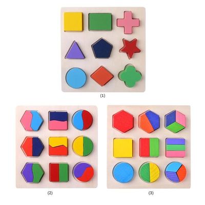 Assortissant le bébé en bois de Montessori joue l'école maternelle en bois géométrique des blocs 15cm
