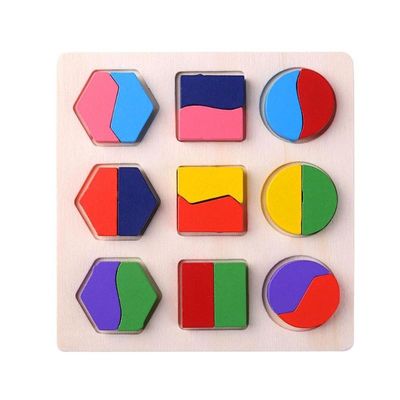 Assortissant le bébé en bois de Montessori joue l'école maternelle en bois géométrique des blocs 15cm
