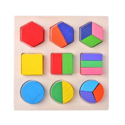 Assortissant le bébé en bois de Montessori joue l'école maternelle en bois géométrique des blocs 15cm