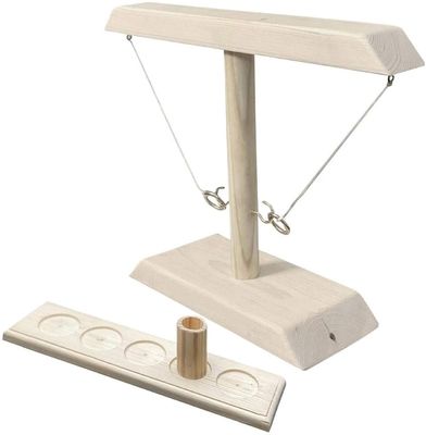 La Chambre de poupée 8.5cm en bois faite main joue les anneaux colorés jetant des crochets