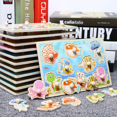 le puzzle en bois de bloc du trafic 3d de 15cm joue l'ensemble de bloc de Montessori