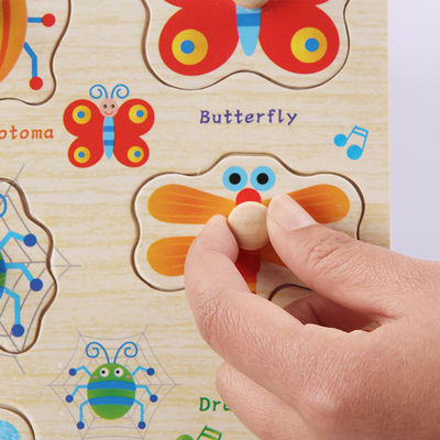 Jouets éducatifs en bois de casse-tête animaux 15cm en bois unisexes