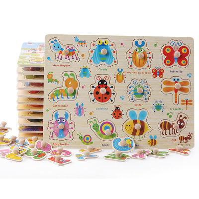 Jouets éducatifs en bois de casse-tête animaux 15cm en bois unisexes