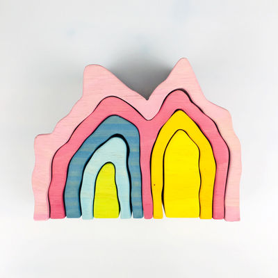 Blocs constitutifs en bois Toy Geometric Rainbow Building Blocks de Pegdolls