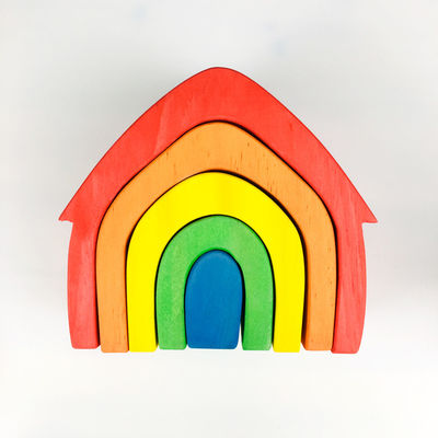 Blocs constitutifs en bois Toy Geometric Rainbow Building Blocks de Pegdolls