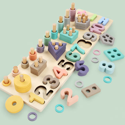 Enseignement 14cm en bois géométrique de Toy Montessori Math Blocks Preschool de maths