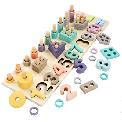 Enseignement 14cm en bois géométrique de Toy Montessori Math Blocks Preschool de maths