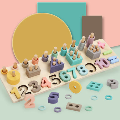 Enseignement 14cm en bois géométrique de Toy Montessori Math Blocks Preschool de maths