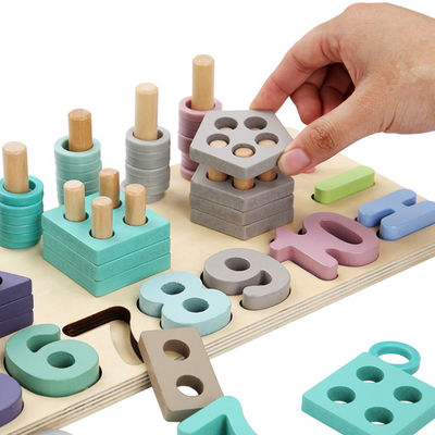 Enseignement 14cm en bois géométrique de Toy Montessori Math Blocks Preschool de maths