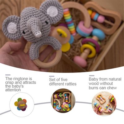 Catégorie en bois de faire ses dents Toy Wooden Rattle Teether Food de Soother 11.6cm de hochet