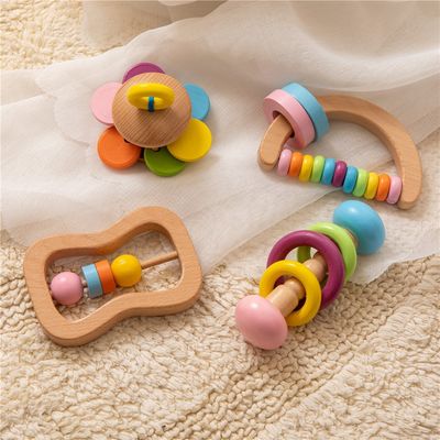 Catégorie en bois de faire ses dents Toy Wooden Rattle Teether Food de Soother 11.6cm de hochet