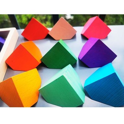 pierre en bois de puzzle en bois de fleur d'arc-en-ciel de 2300g 4cm empilant le jeu