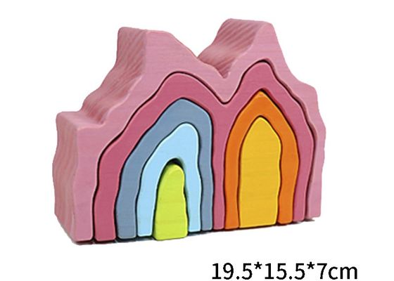 DIY a assemblé les jouets en bois Montessori de blocs de 11.5cm que le bloc a placé l'équilibre empilé
