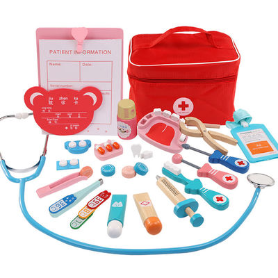 Simulation portative Toy Doctor Kit en bois d'enfants d'OEM